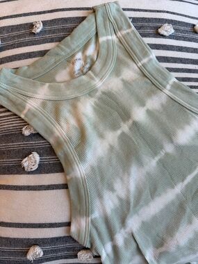 aerie Mint Green Tie-Dye Ribbed Tank Top